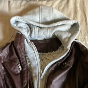 Ladies XS faux leather maroon jacket